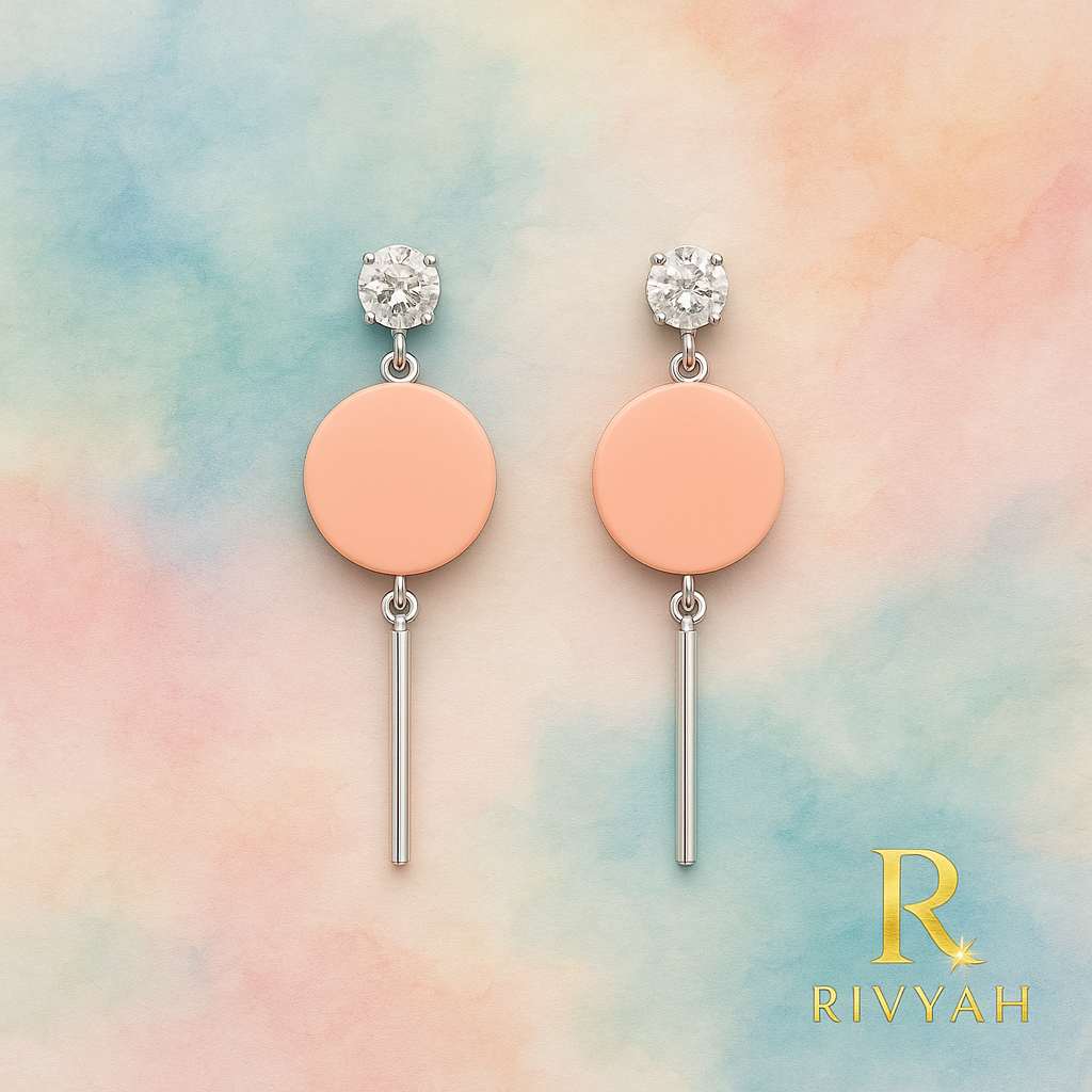 Peach Halo Disc Drop Earrings