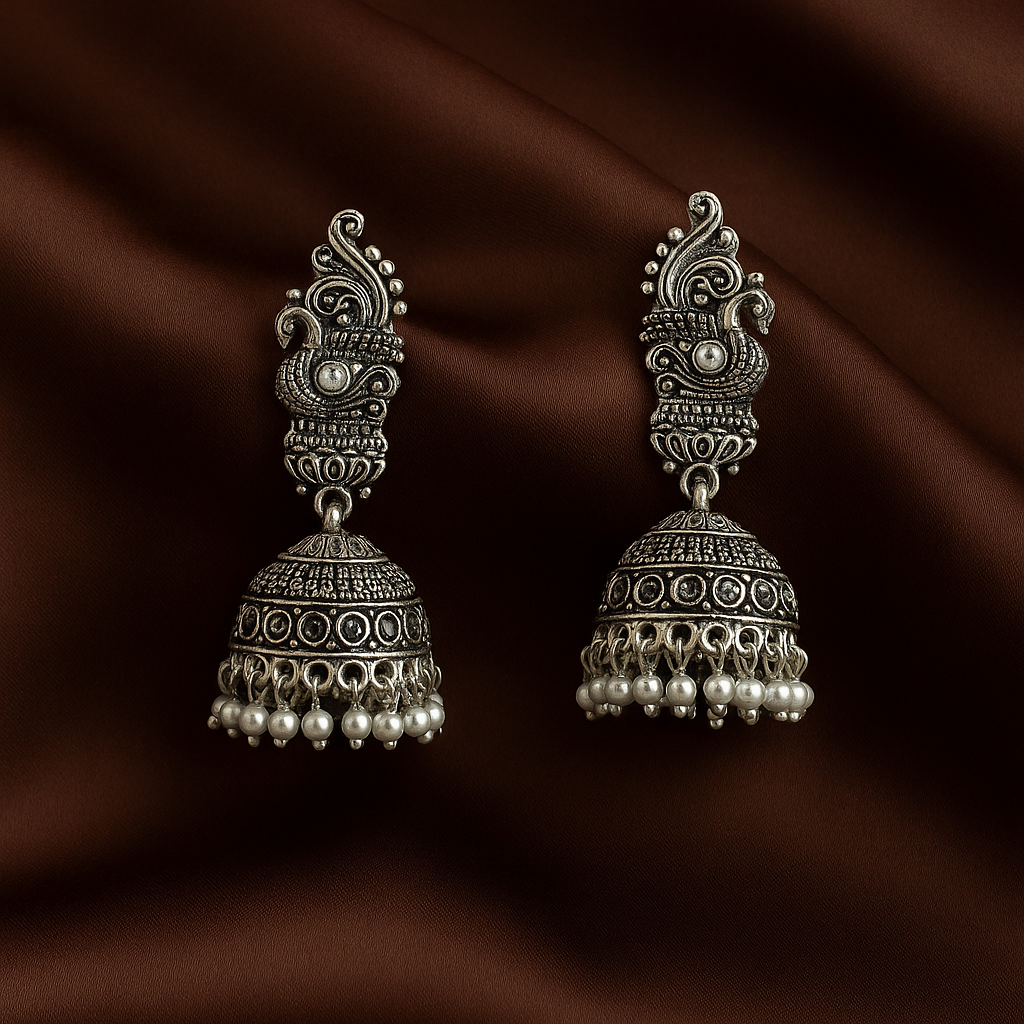 Antique Peacock Dome Jhumkas for women