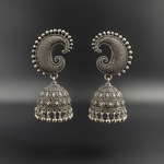 Load image into Gallery viewer, Peacock Twist Oxidized Jhumka Earrings for women
