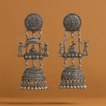 Load image into Gallery viewer, Royal Rajwadi Oxidized Silver Jhumkas for women
