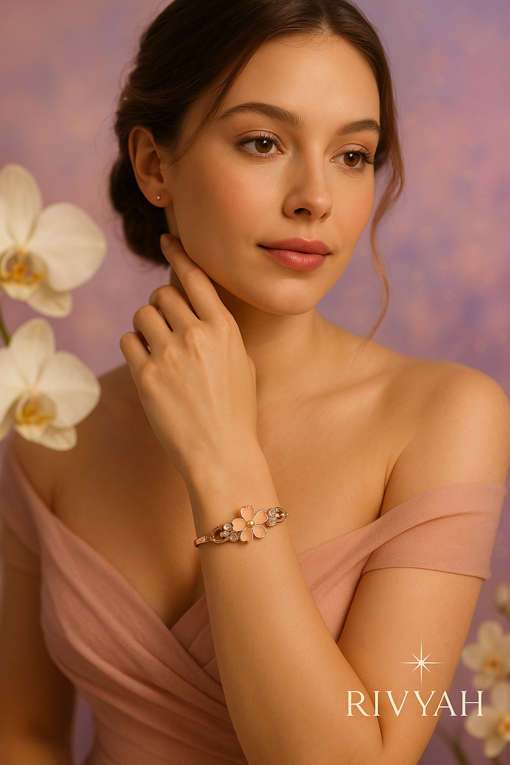 Golden Bloom Floral Bangle