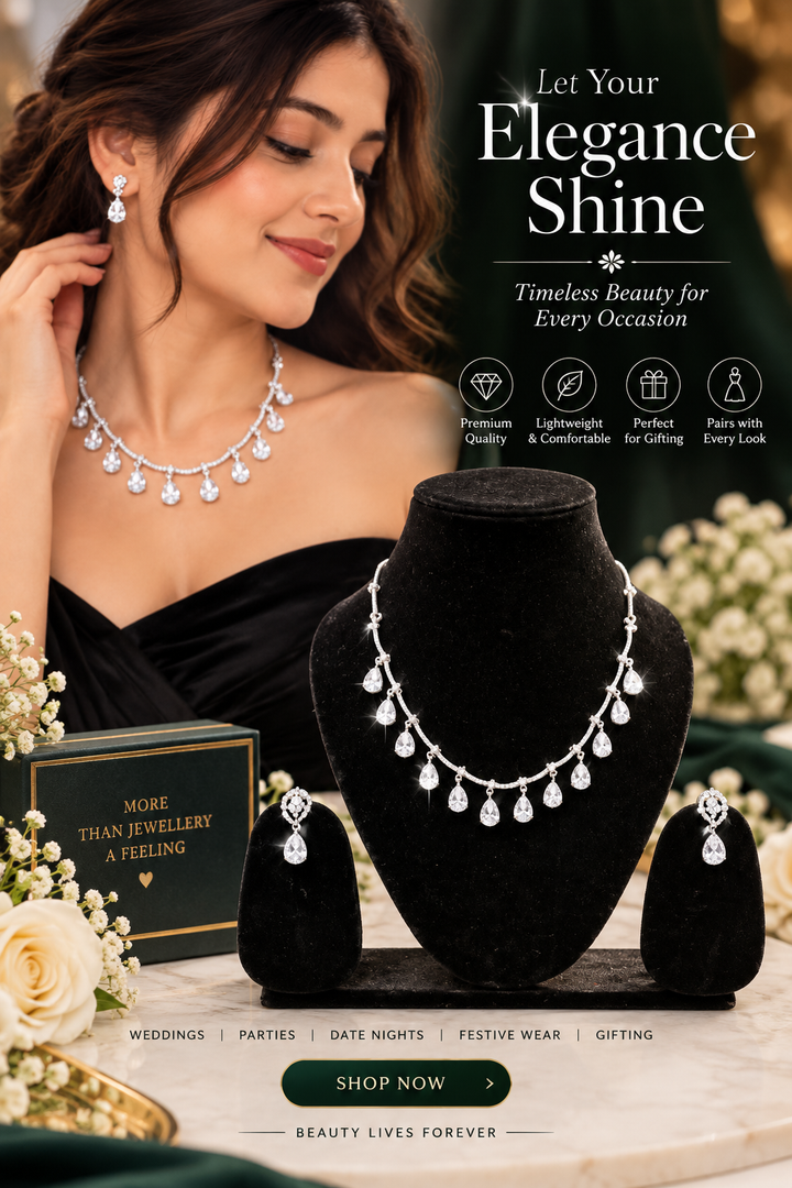 Elegant American Diamond Necklace Set for Women | Rivyah Studio