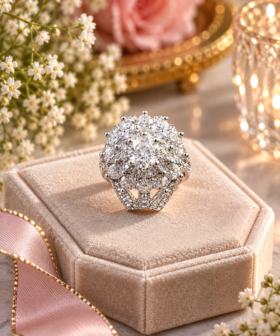 Elegant Crystal Statement Ring – Timeless Sparkle