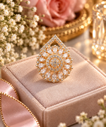 Load image into Gallery viewer, Gold Teardrop Crystal Statement Ring – Elegant Party Wear Jewellery