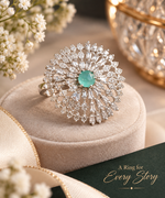 Load image into Gallery viewer, Teal Stone American Diamond Cocktail Ring | Rivyah Studio