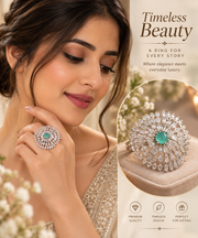 Teal Stone American Diamond Cocktail Ring | Rivyah Studio