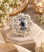 Load image into Gallery viewer, Blue Sapphire American Diamond Ring for Women | Rivyah Studio