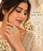 Load image into Gallery viewer, Gold Statement Ring for Women | CZ Designer Ring | Rivyah Studio