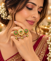 Green & Ruby Gold Statement Ring for Women | Rivyah Studio