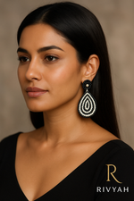 Load image into Gallery viewer, Noir Elegance Beaded Earrings
