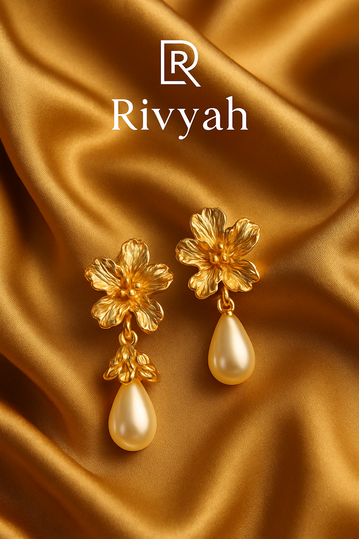 Golden Petal Drop Earrings