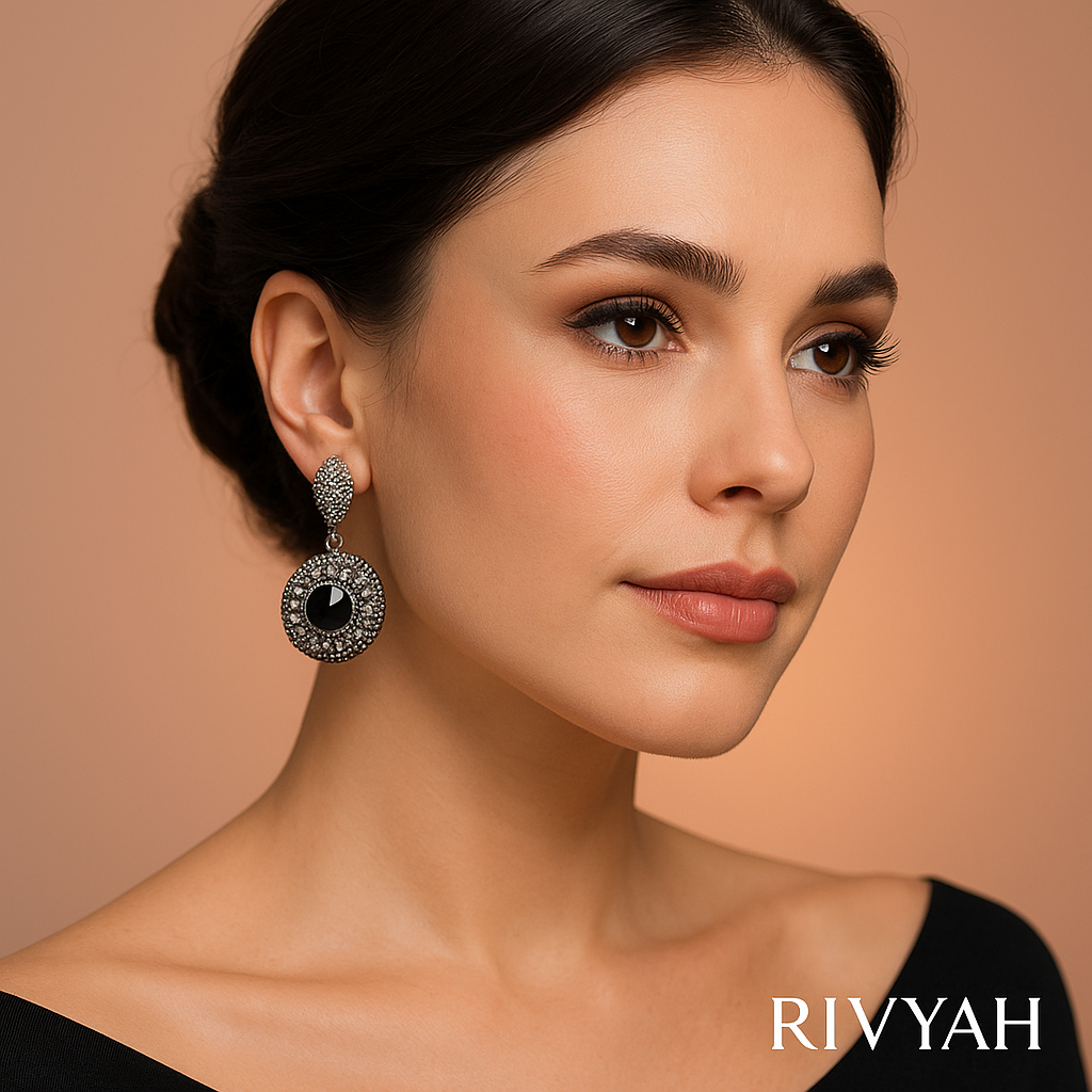 Rivyah Noir Halo Drop Earrings