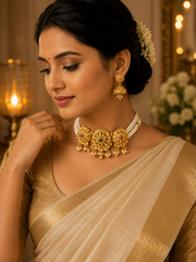 Royal Pearl Choker Set with Jhumka Earrings