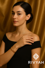 Load image into Gallery viewer, Elegant Gold-Tone Designer Bracelet with Marquise Links &amp; Sparkling Stones by Rivyah
