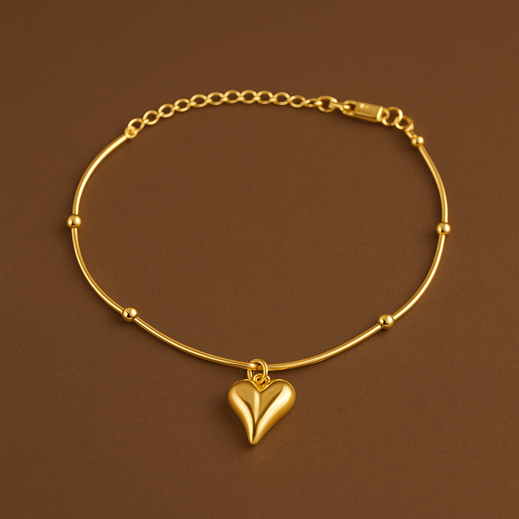 Elegant Gold-Plated Heart Charm Anklet for Women & Girls