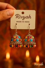 Load image into Gallery viewer, Multicolor Ethnic Jhumka Earrings
