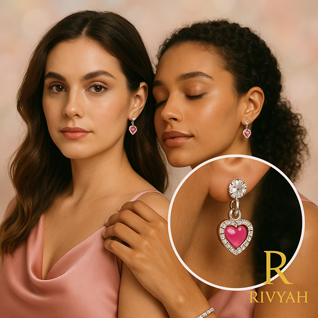 Rivyah Blush Heart Zoom Drop Earrings