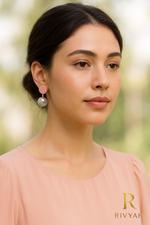 Load image into Gallery viewer, Peach Prism Halo Drop Earrings
