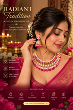Load image into Gallery viewer, Pink Kundan Necklace &amp; Jhumka Jewellery Set | Traditional Indian Elegance