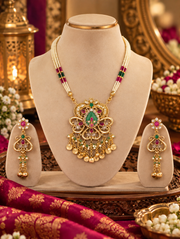 Royal Green & Gold Statement Necklace Set | Traditional Festive Jewellery