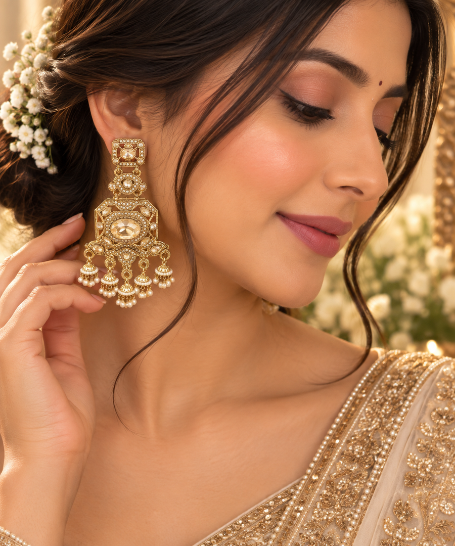 Regal Golden Statement Earrings