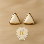 Load image into Gallery viewer, Cream Triangle Enamel Studs
