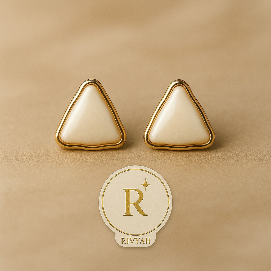 Cream Triangle Enamel Studs