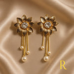 Load image into Gallery viewer, Golden Blossom Pearl Drop Earring
