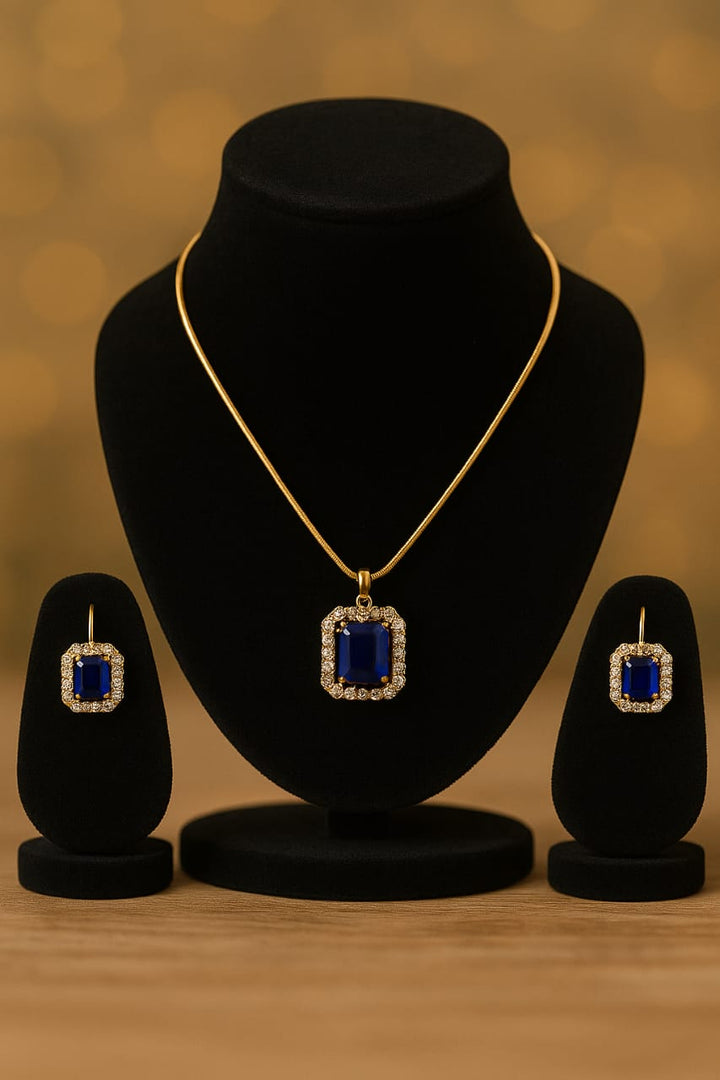 Royal Blue Elegance Pendant Set for women - Rivyah