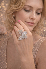 Load image into Gallery viewer, Butterfly Design Silver Finish Party Ring