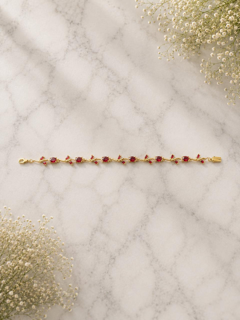 Delicate Red Leaf Charm Bracelet