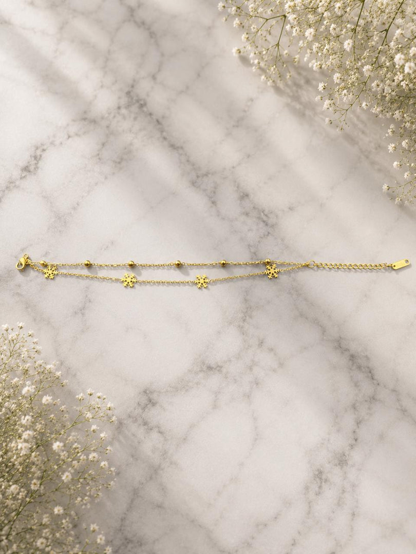 Gold Snowflake Charm Bracelet for Women