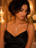 Load image into Gallery viewer, Dainty Silver Crystal Drop Necklace