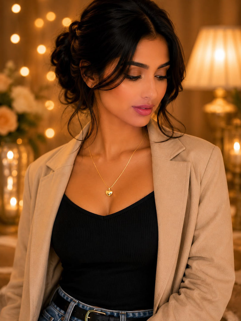 Golden Heart Pendant Necklace