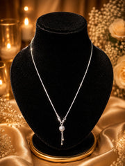 Dainty Silver Crystal Drop Necklace