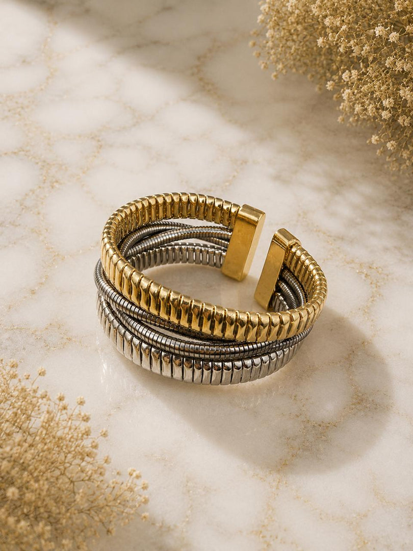 Gold & Silver Coiled Cuff Bracelet