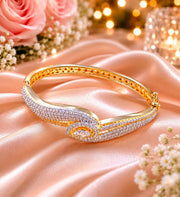 Elegant Gold & Silver Crystal Cuff
