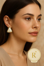 Load image into Gallery viewer, Cream Triangle Enamel Studs

