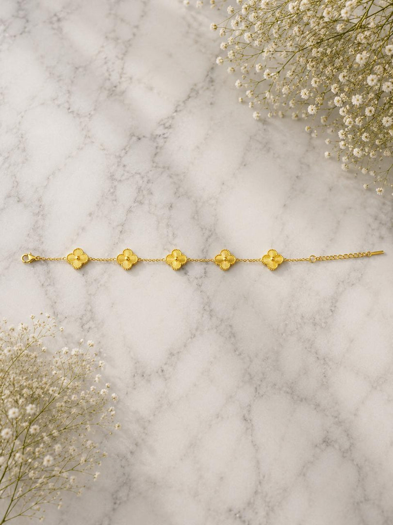 Gold Flower Charm Bracelet for Women